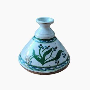 Handcrafted Art Pottery Bud Vase with Handpainted Floral Design Signed by Artist